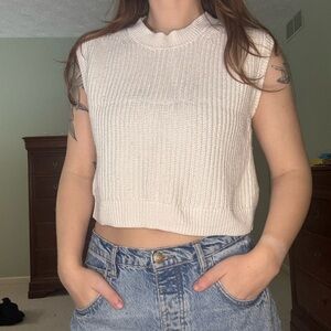 Abercrombie & Fitch Cream Short Sleeve Sweater Vest